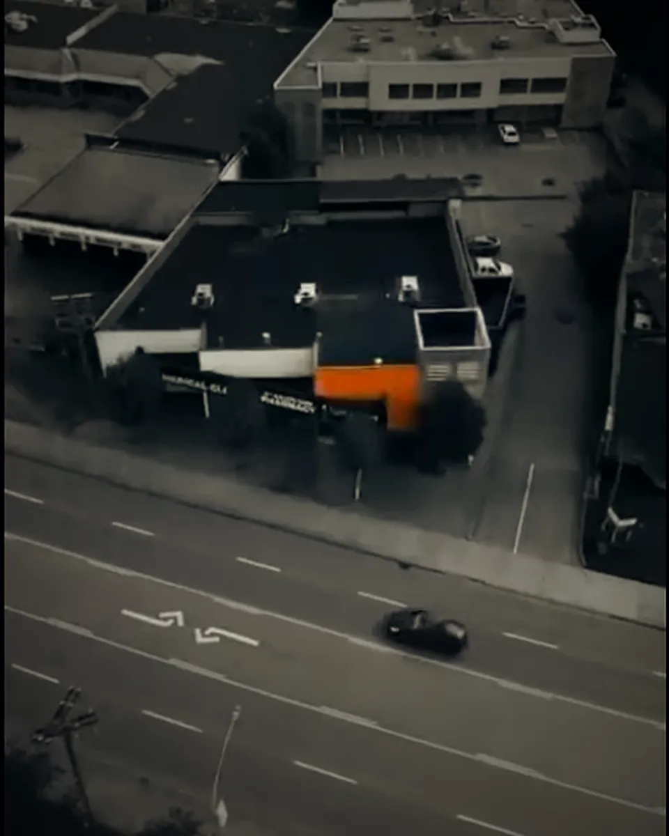 Aerial view of Lougheed Highway and the plaza where the shop is